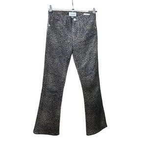Frame Womens Denim Le Crop Mini Boot Cut Pants Brown Leopard Size 25